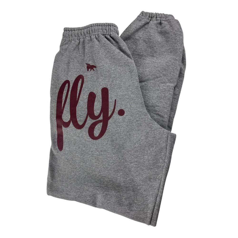 Flypolar Women’s Joggers Sweatpants Gray Maroon Logo Streetwear Gorpcore Size XL